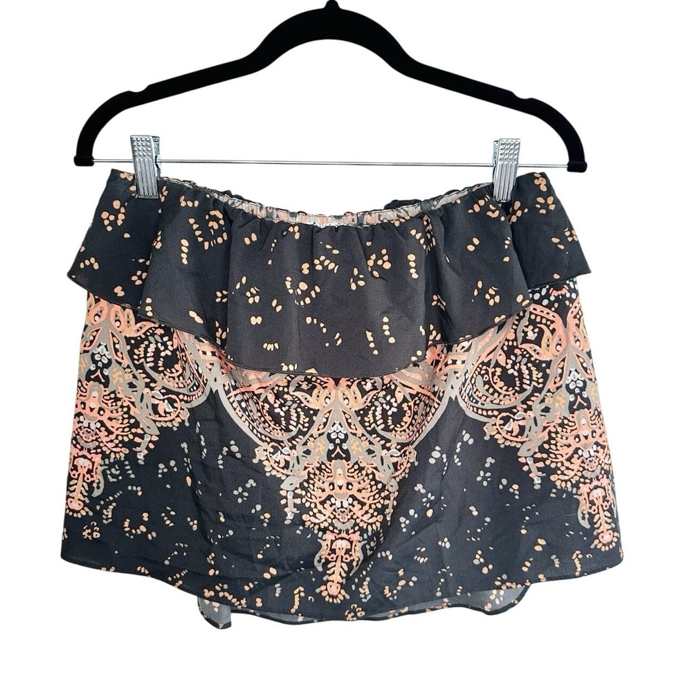 Free People Strapless Ruffle Crop Top Paisley Print Small Breezy Boho Summer Top